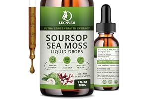 LUCNVEM (2 Pack) Organic Soursop Graviola with Sea Moss Liquid Drops, Soursop Bitters Liquid Rich in Multivitamin for Natural Antioxidant, Immune Boost, Cell Support & Regeneration, Pineapple Flavor