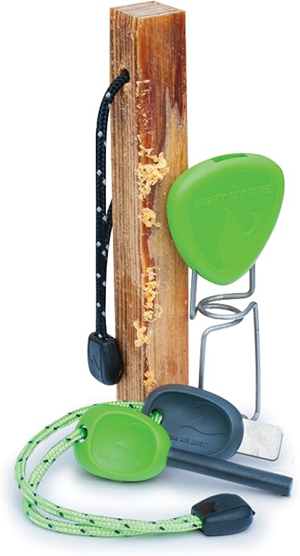 Light My Fire Combo Fire Lighting Kit With Swedish Fire Steel Scout Magnesium Fire Starter Tinder And Fire Fork Utensil Green Amazon Ca Sports Outdoors