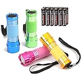 EverBrite 4-Pack Mini LED Aluminum Flashlight Party Favors Colors Assorted for Hurricane Supplies with Handle Glow in Dark