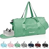 BALEINE Gym Bag for Women and Men, Small Duffel Bag for Sports, Gyms and Weekend Getaway, Waterproof Dufflebag with Shoe and Wet Clothes Compartments, Lightweight Carryon Gymbag (Green)