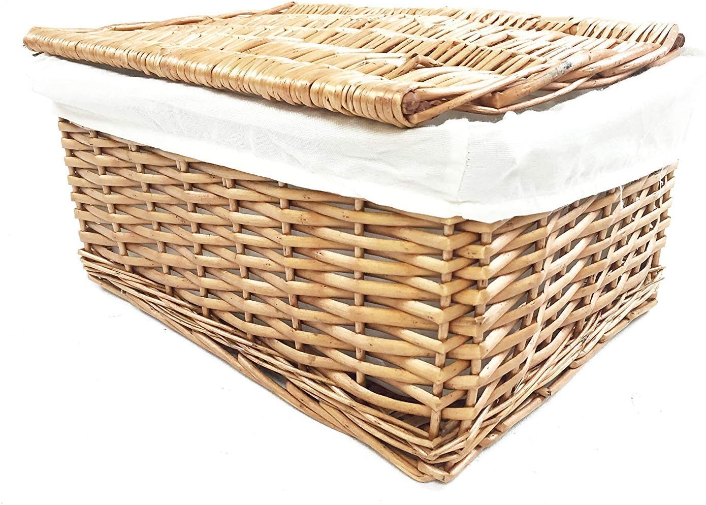 topfurnishing Pine Natural Lidded Wicker Storage Toy box Empty Xmas