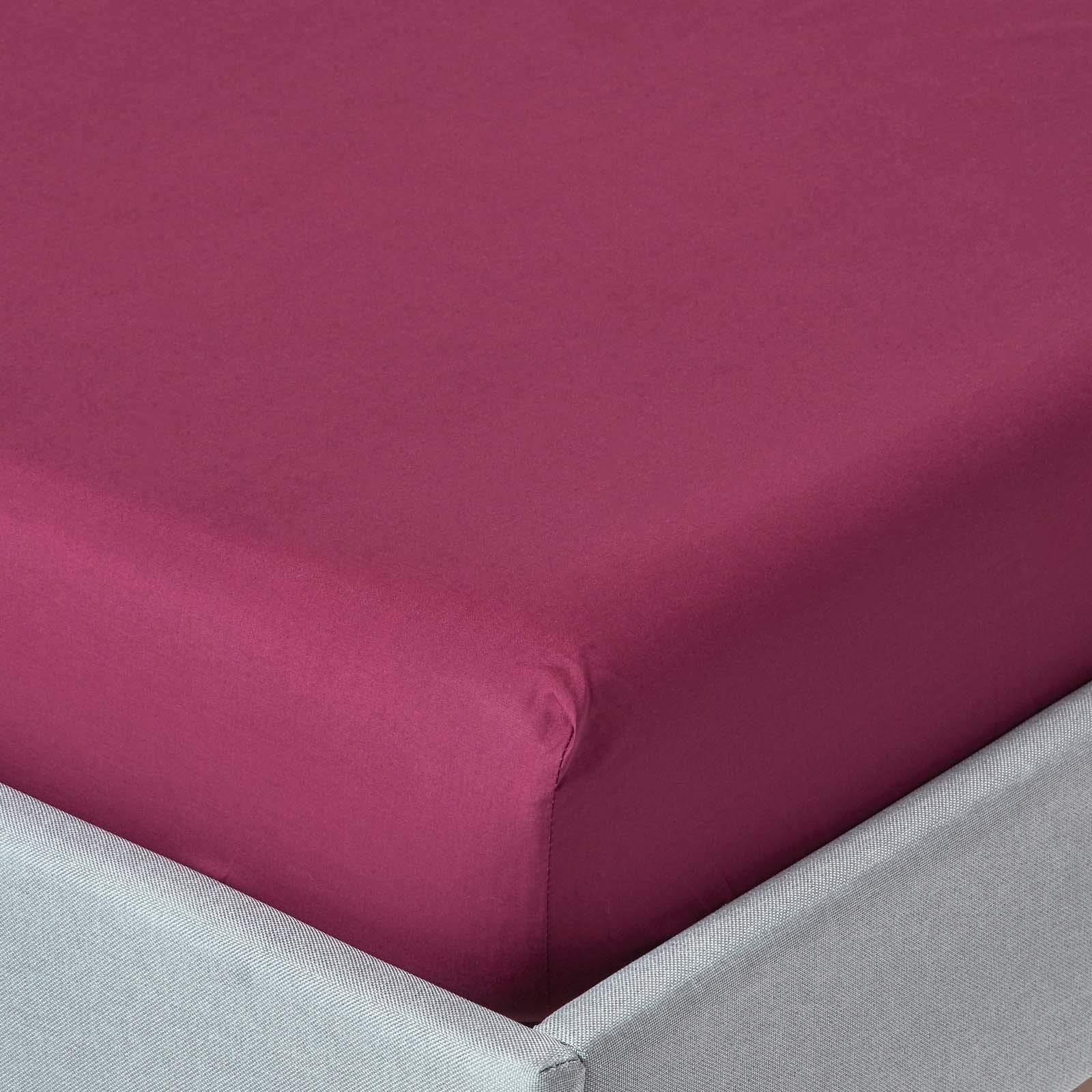 HOMESCAPES Plum Purple Deep Fitted Sheet (12”) Super King 200 TC 400 Thread Count Equivalent Pure Egyptian Cotton Bed Sheet with Fully Elasticated Skirt