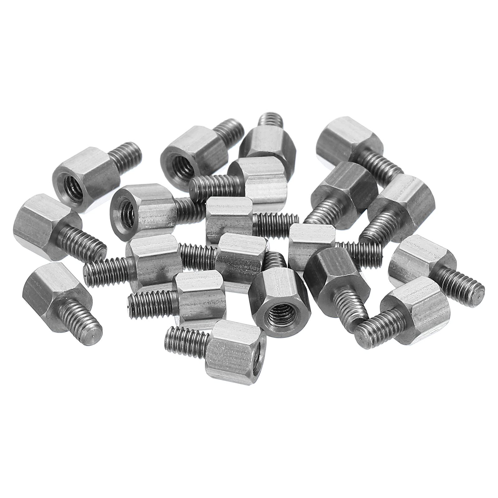 PATIKIL M2.5x4mm+4mm Male-Female Hex Standoff, 20 Pack Stainless Steel PCB Standoffs Screws for Motherboards, Computer Cases, Circuit Boards, Electronics