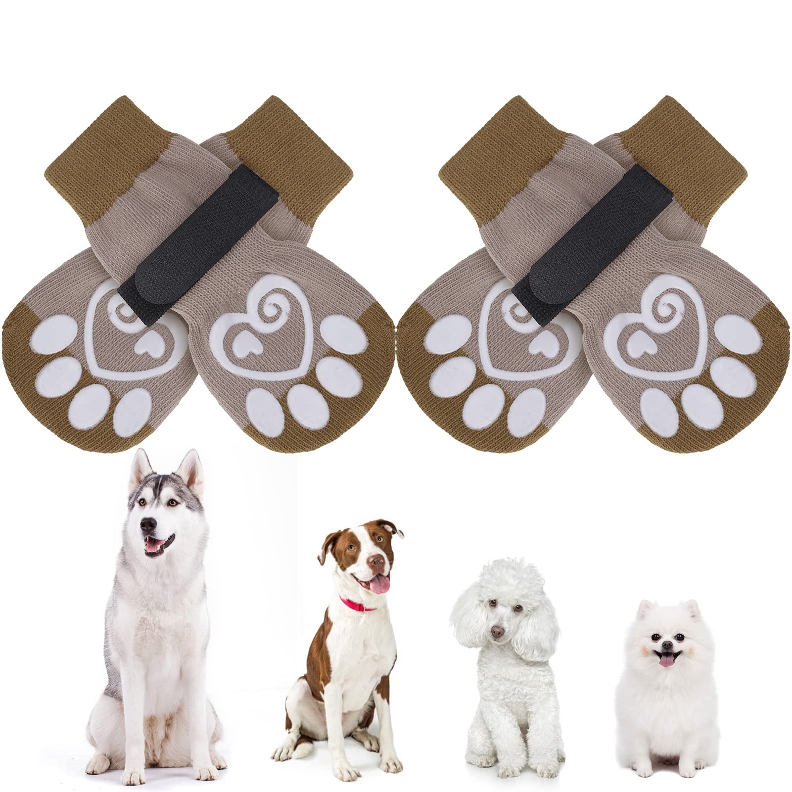 KOOLTAIL Dog Socks Paws Stop Licking,Anti Slip Dog Socks With Grips for Injured Paws Waterproof,Pet Shoes for Hot Pavement & Hardwood Floors,Soft Double Sided Grippy Boots For Small Medium Large Dogs