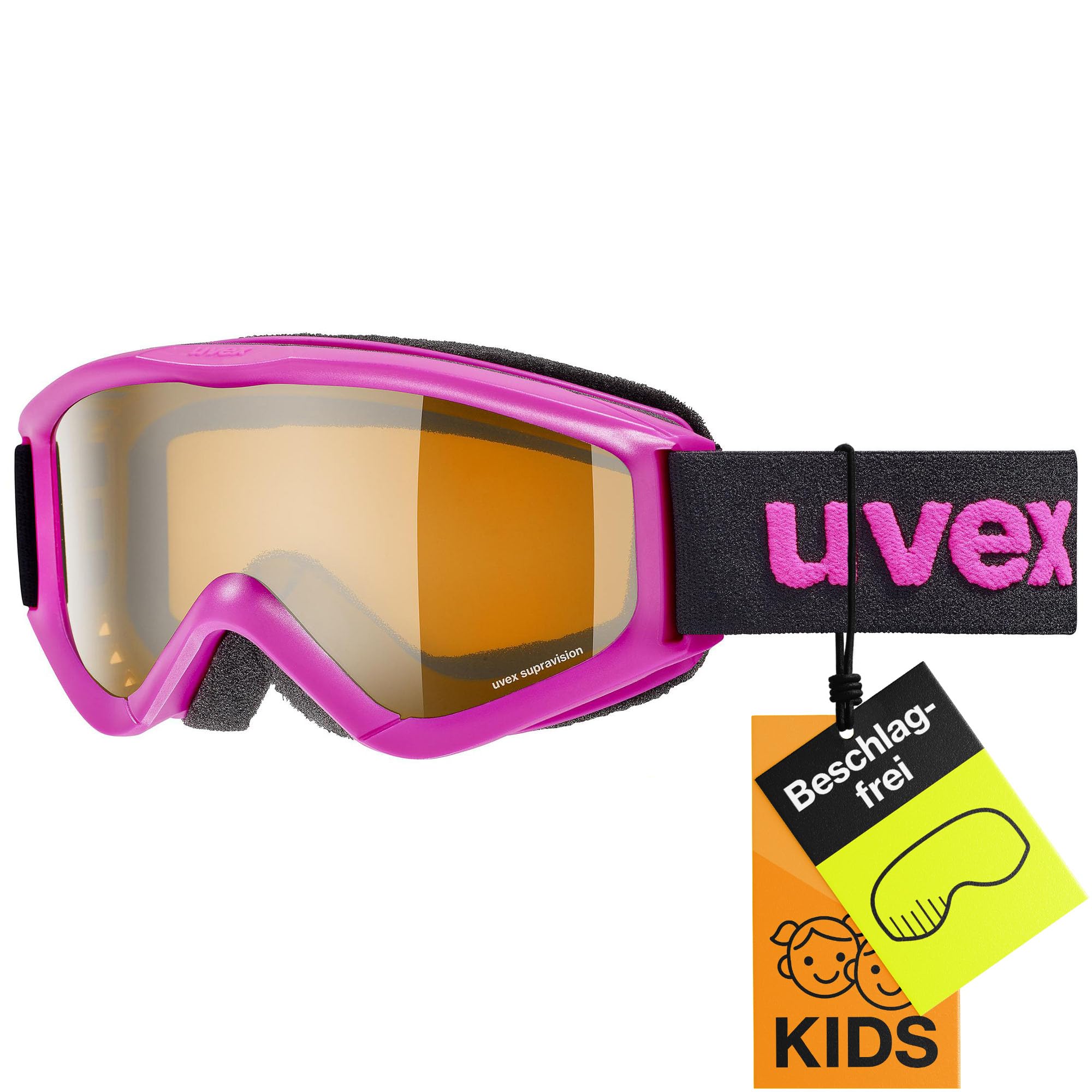 uvex Speedy Pro - Ski Goggle for Kids - Contrast Enhancing - Extended Field of Vision & Anti-Fog Coating - Pink/Lasergold - One Size