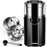 SHARDOR Coffee Grinder Electric, Spice, Herb, Grinder for Coffee Bean Spices and Seeds with 2 Removable Stainless Steel Bowls