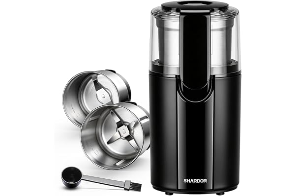 SHARDOR Coffee and Spice Grinder Electric, Coffee Bean Grinder with 2 Removable Stainless Steel Bowls for Spices, Herbs, Nuts