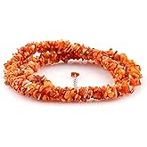 CRYSTALIS Natural Mexican Fire Opal Beads Choker Necklace, Braided Rope Crystals Necklace, Chips Nuggets Beaded Crystals, Chakra & Healing Gemstone, Women Gift Jewelry, 925 Sterling Silver 18 inch