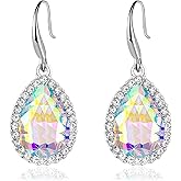 Austrian Crystal Teardrop Dangle Drop Earrings for Women Dangling 14K Gold Plated Hypoallergenic Jewelry