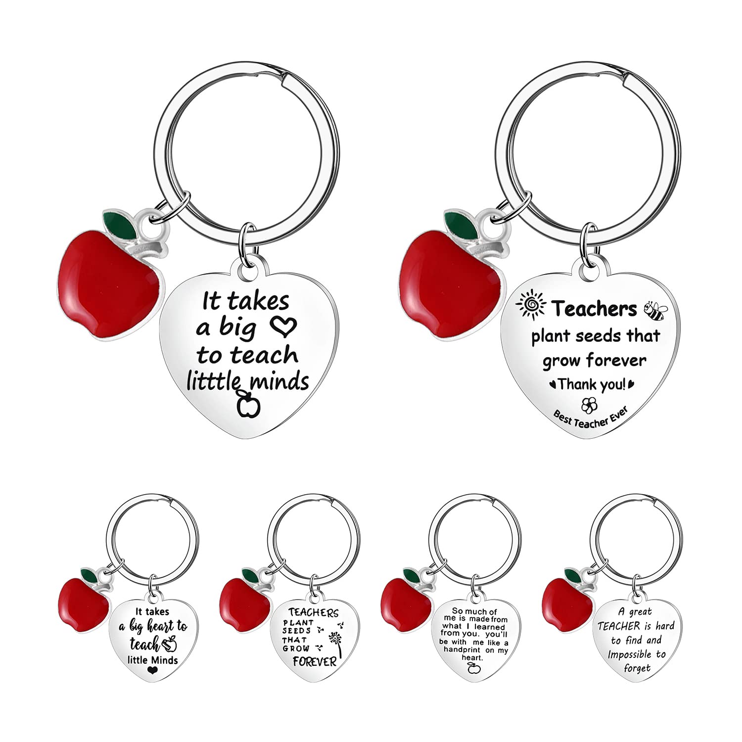 YSDYY 6 Piece Teacher Keyring Set, Men's Women's Teacher's Day Gifts, Birthday, Graduation Season, Thanksgiving Thanksgiving Gift Jewelry Keyring Set