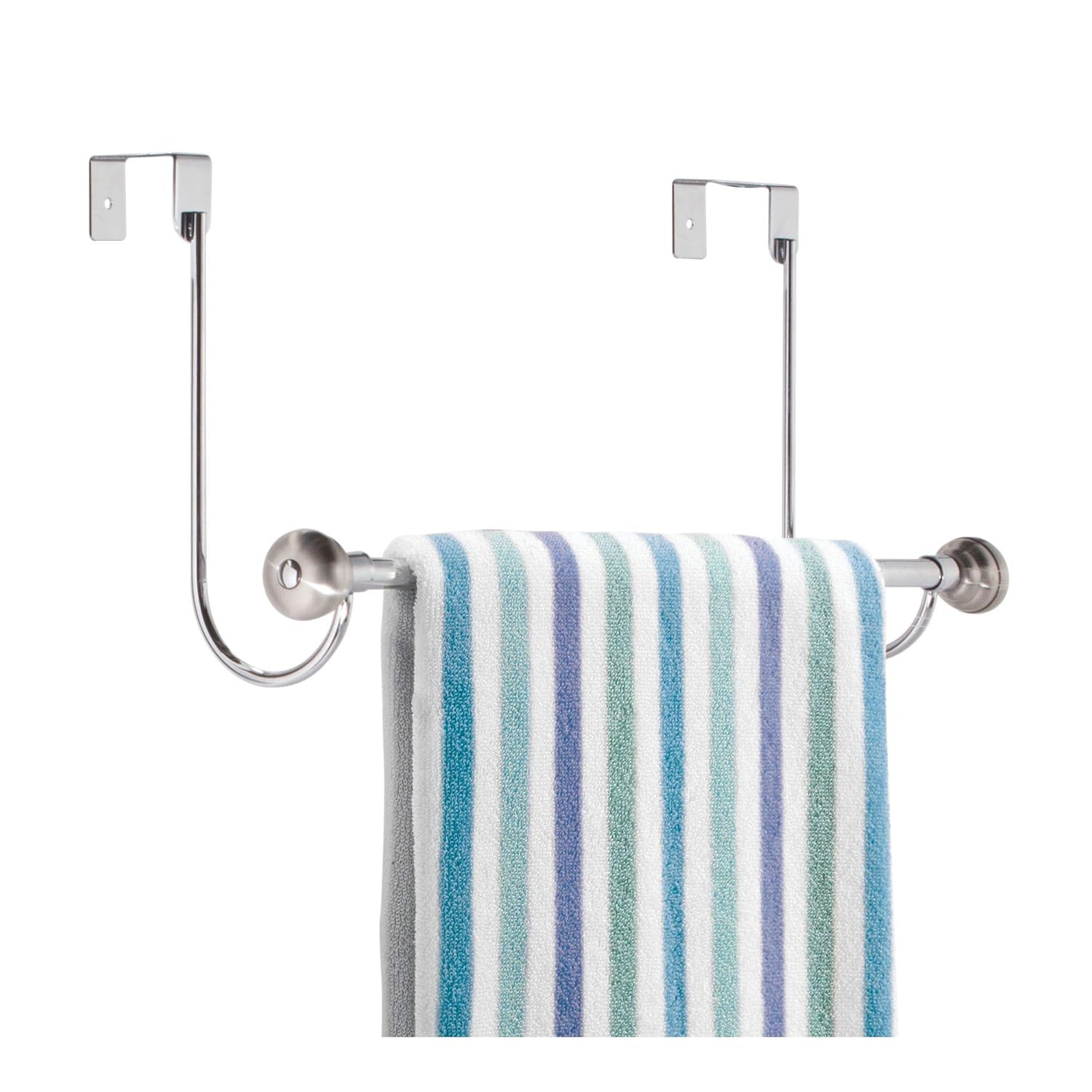 Idesign York Over The Over The Shower Door Towel Rack For Bathroom 1 5 X 7 X 22 8 Chrome Brushed Home Kitchen Cjp Org In