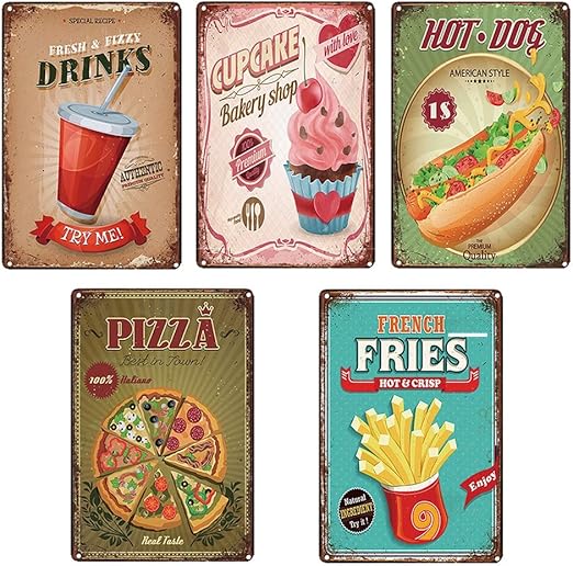 Vintage Metal Estano Carteles Hogar Cocina Decoracion Comida