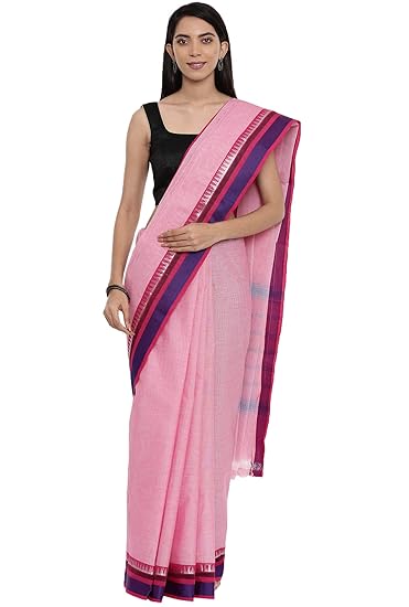 Womens Chettinad Pure Cotton Saree with Running Blouse (CCOPSC12565_Coral & Pink)