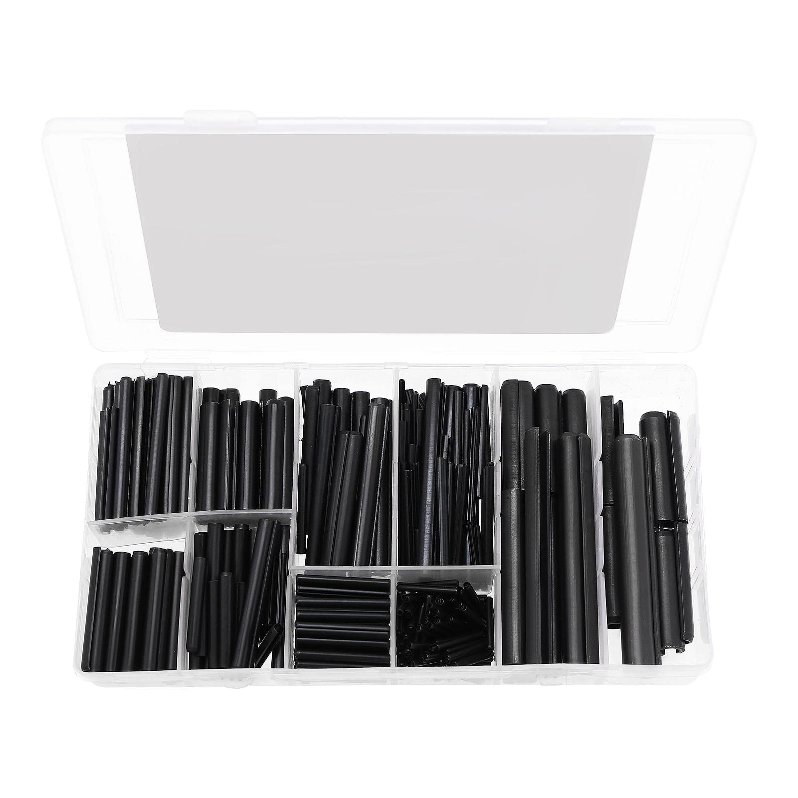 Create idea Manganese Steel Slotted Spring Pin Assortment Set Hollow Spring Pins Hardware Assortment Kit Steel Split Spring Dowel Tension Mixed Sizes M1.5 M2 M2.5 M3 M4 M5 M6 M8 Black with Box
