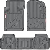 Motor Trend FlexTough™ Advanced Gray Rubber Car Floor Mats – Heavy Duty Trim to Fit All Weather Floor Mats for Cars Truck SUV - Automotive Car Interior Floor Liner Protection - Universal Fit