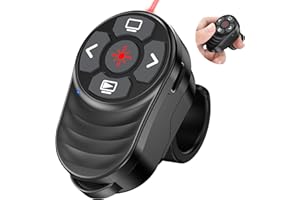 KICKDOT Wireless Presentation Clicker Rechargeable, Finger Ring Powerpoint Clicker with Red Laser Pointer, Presenter Remote PPT Clicker for Powerpoint Presentations for Mac Computer Laptop
