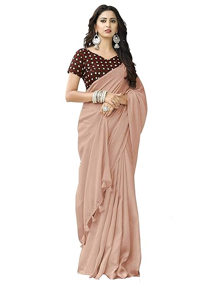 Women's Jute Cotton Saree With Unstitched Blouse Piece (SRHIW12_Brown)