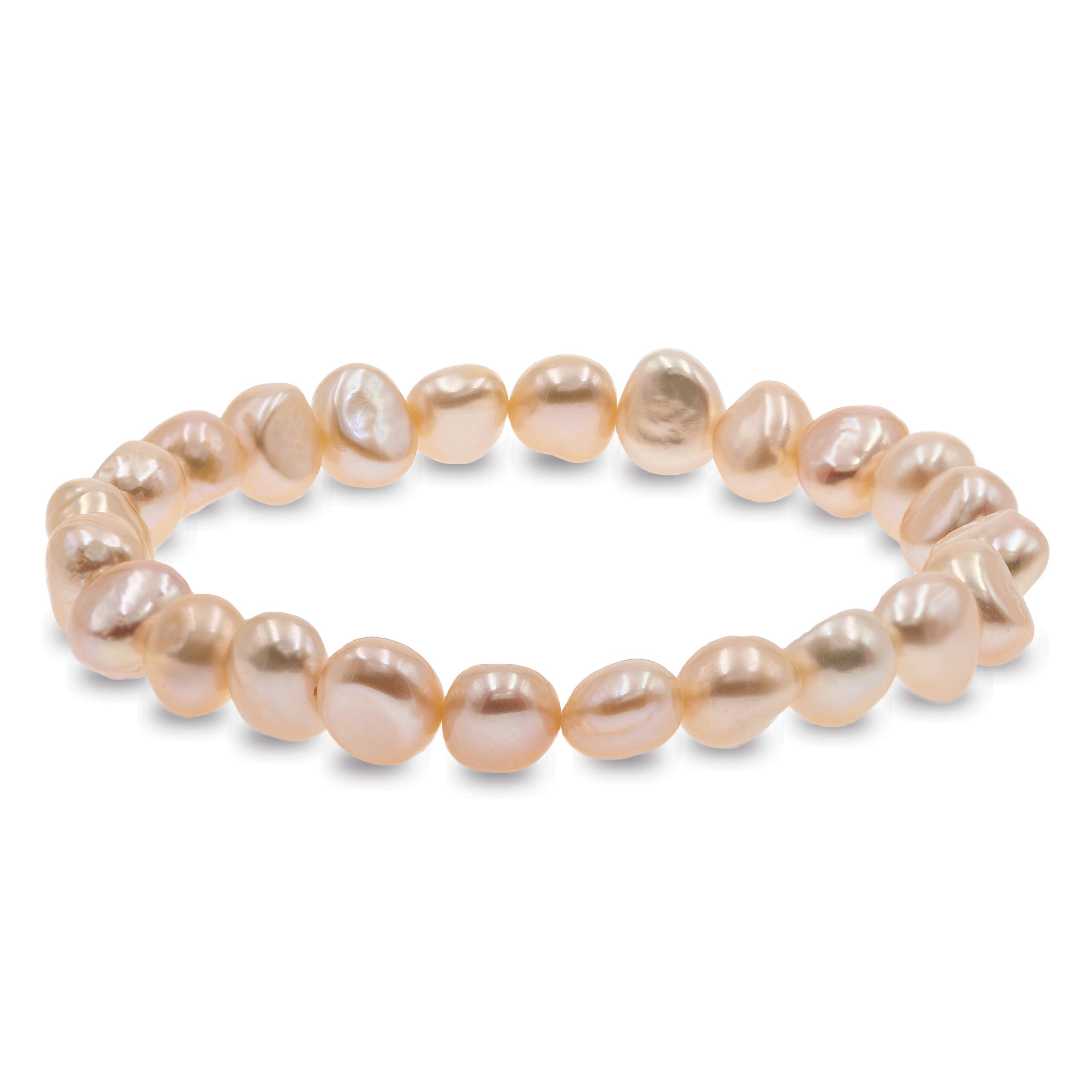 Secret & You Pearl Bracelet Baroque Freshwater Cultured Pearls in White or Colorful Pearls are 8-9 mm - 18 cm Elastic Band