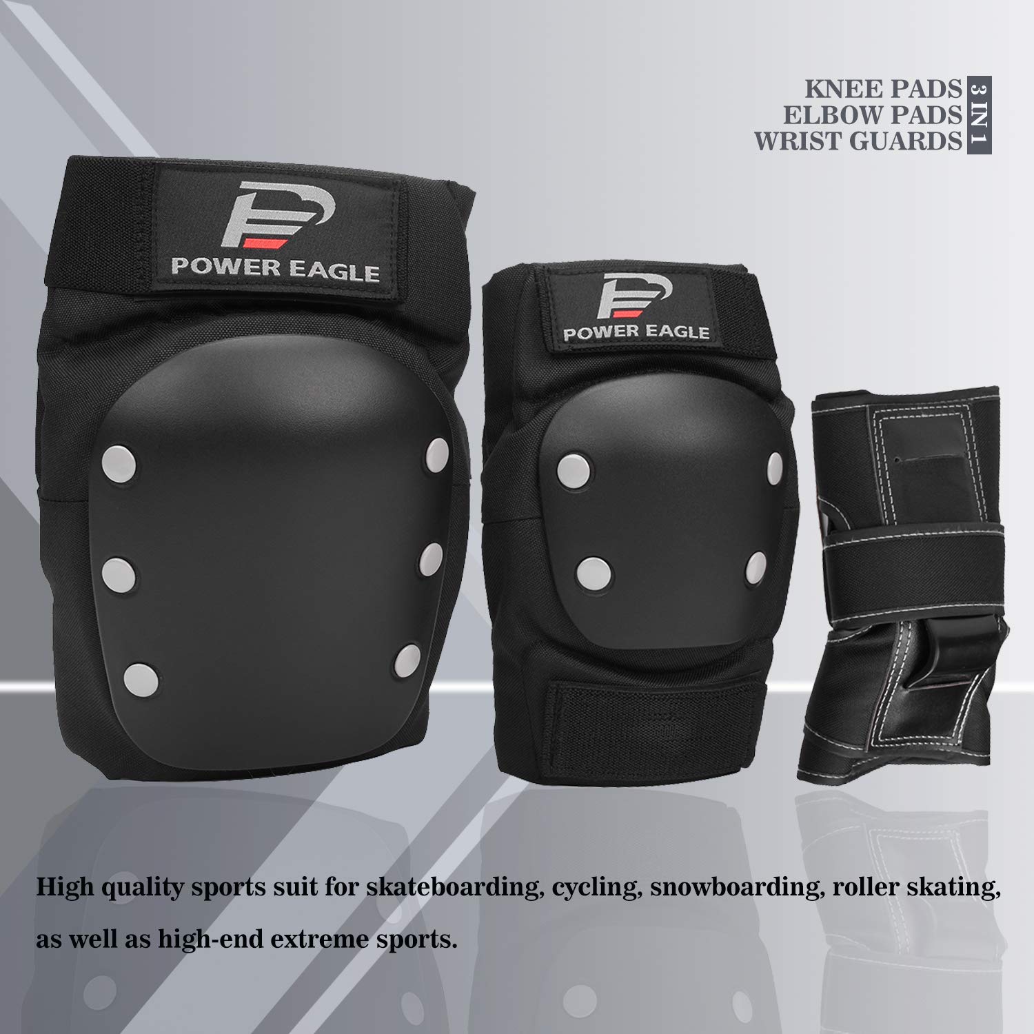  Power Eagle Knee Pads and Elbow Pads with Wrist Guards Protective