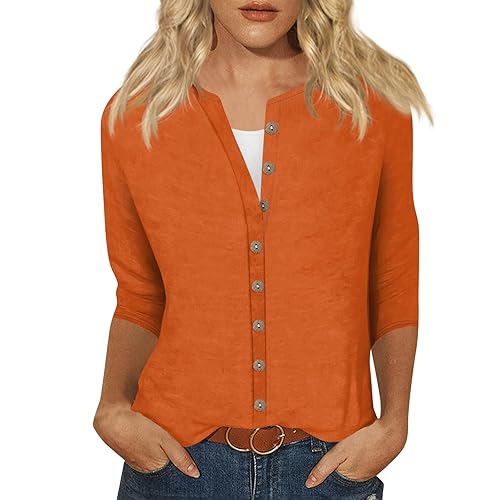 Blouses Button-Down Shirts Casual Lightweight 3/4 Sleeve