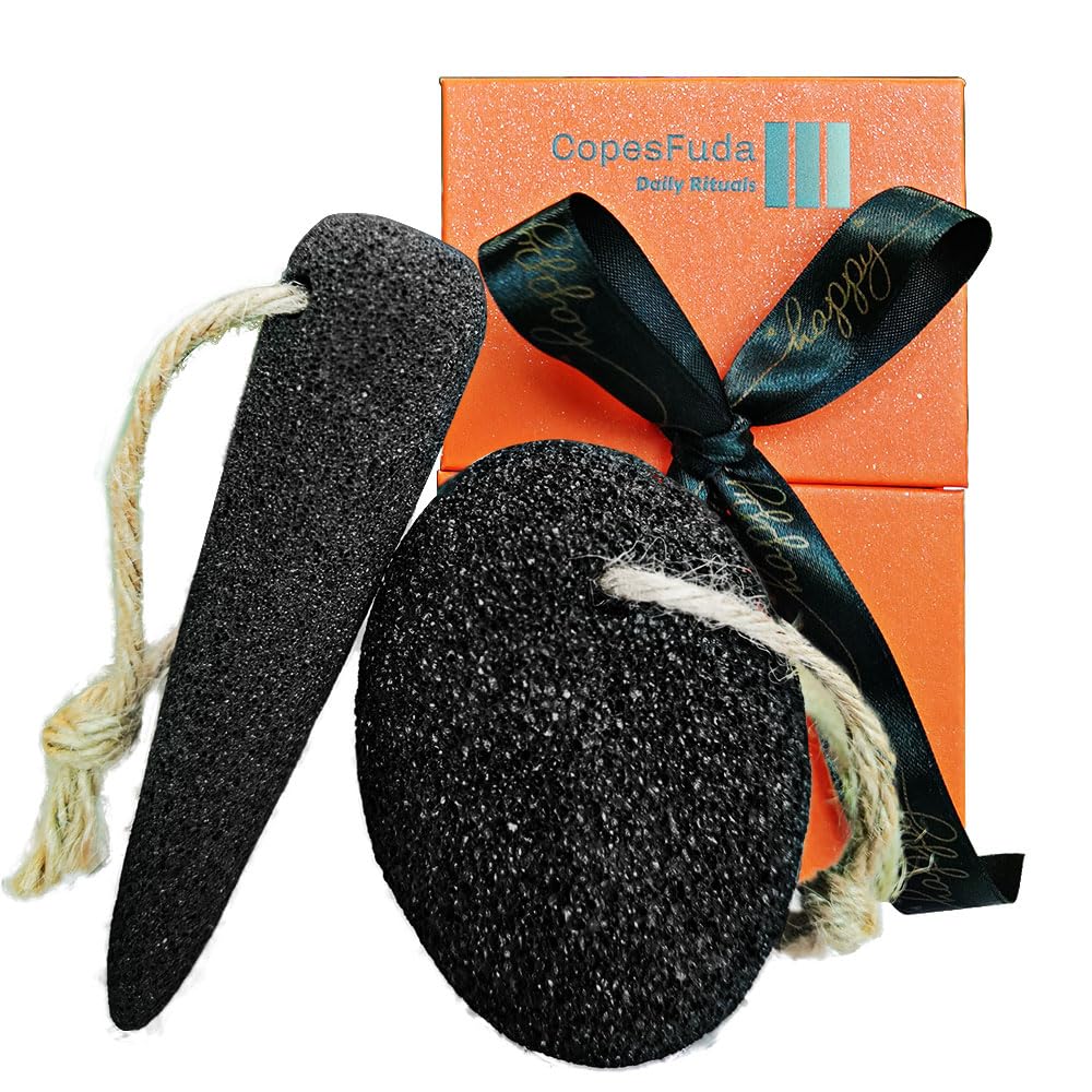 Natural Volcanic Pumice Stone for Feet & Hands. Foot Scrubber for Dead Skin Remover & Deep Cleansing, Cone Shape Stone for Hard-to-Reach Areas Corn Removal, 2 Pcs, Ready-to-Gift Design