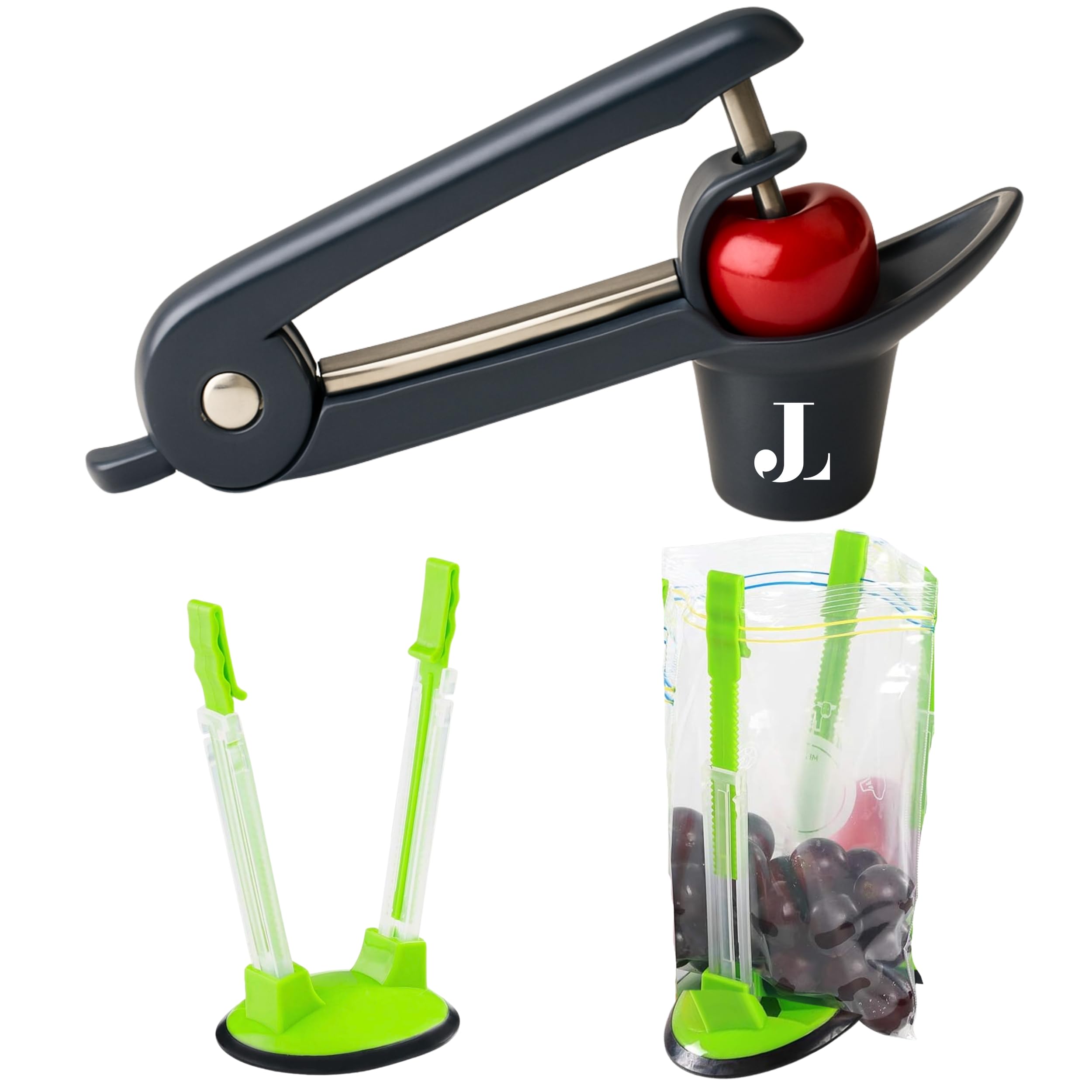 Photo 1 of Jean Lemond Introducing The Quick-Remove Cherry And Olive Pitter With 2Pcs Freezer Bag Holder. A Ultra Fast Cherry Pitter Tool Pit Remover & Convenient Bag Stand..
