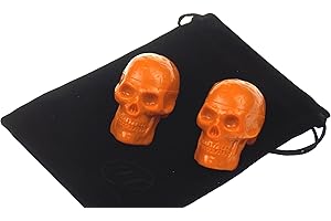 Skull Shaker Percussion Bundle - 2 Orange Skull Shakers + Hickoryville Velour Drawstring Storage Bag