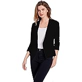 Women's Soft Stretchy Lightweight Cardigan Blazer One Button 3/4 Ruched Sleeve Business Casual Blazer Jackets