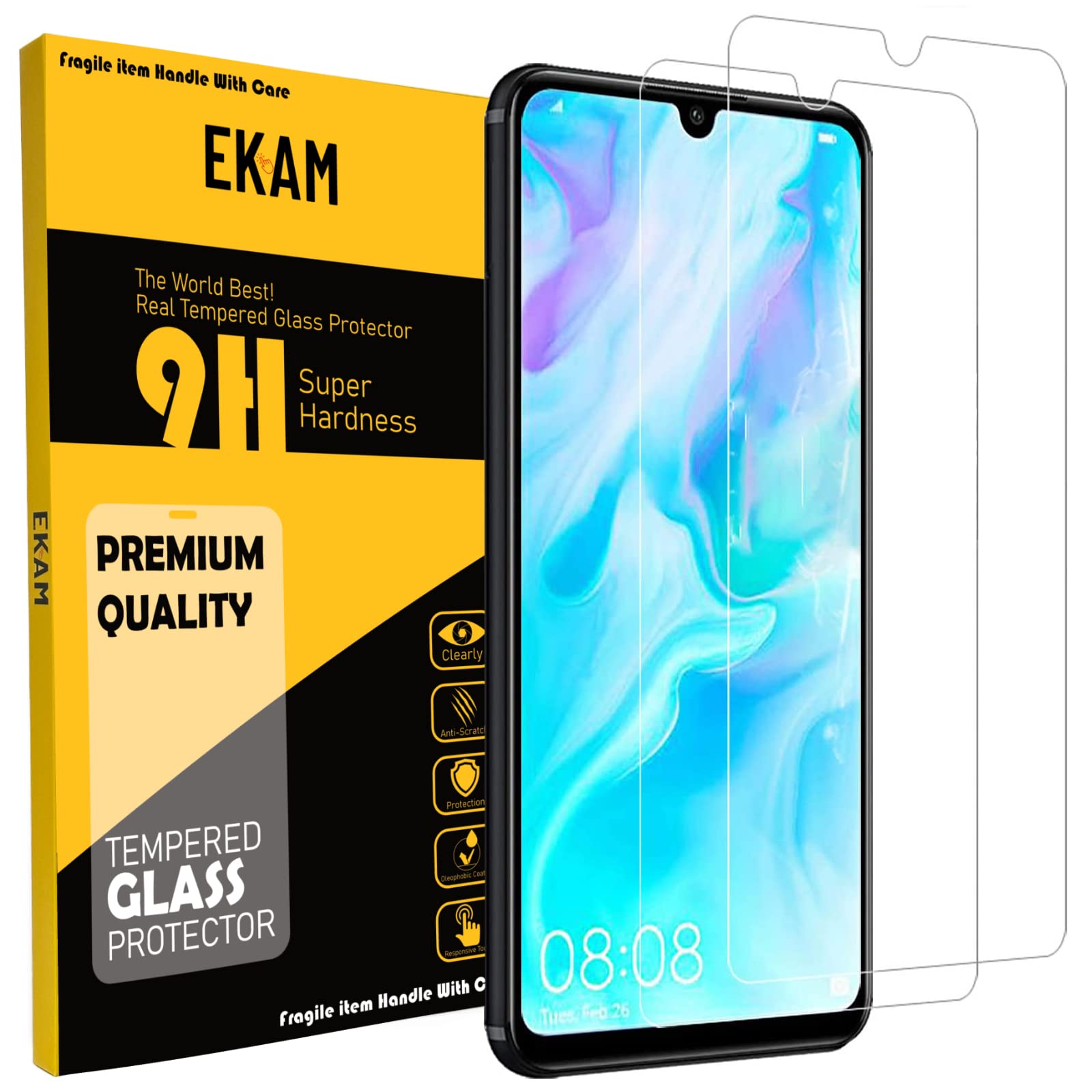 Mobile Stuff Huawei P30 Lite Screen Protector, [2 PACK] 9H Hardness Premium Tempered Shatterproof Glass Screen Protector Film For Huawei P30 Lite