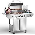 Electactic Gas Grill,Heavy-Duty Stainless Steel BBQ Grill,4 Burner Gas Grill with Side Burner,42000 BTU Propane Grill for Outdoor Cooking,Barbecue,Garden and Patio Backyard