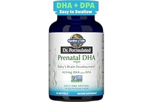Garden of Life Dr. Formulated Prenatal Vegan DHA - Certified Vegan Omega 3 Supplement with 400mg DHA + DPA from Algal Omega 3 in Triglyceride Form, Non-GMO, 30 Softgels