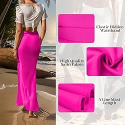 Outoshe Women's Satin High Waisted Maxi Skirts