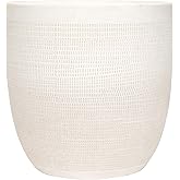 Creative Co-Op Large Matte White Embossed Stoneware Planter