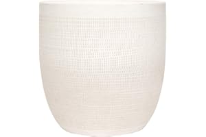 Creative Co-Op Large Matte White Embossed Stoneware Planter