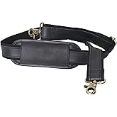 Autentico Premium Tan Leather Travel Bag Strap Adjustable Replacement Shoulder Strap Extra Wide Padded Design for Weekenders, Carry-Ons, Duffels Genuine Leather Comfort (Black)