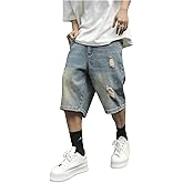 Verdusa Men's Denim Shorts Distressed Ripped Summer Casual Short Jeans