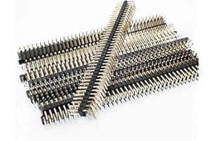 E-Simpo 10pcs 2.54mm (0.1") Male Pin Header Connector 90D Right Angle 2X40P Double Row Cuttable Male Pin Header Rohs A3B6 0.8U Gold-Plated PCB Connector (Double Row 2X40P 90D R1 Type)