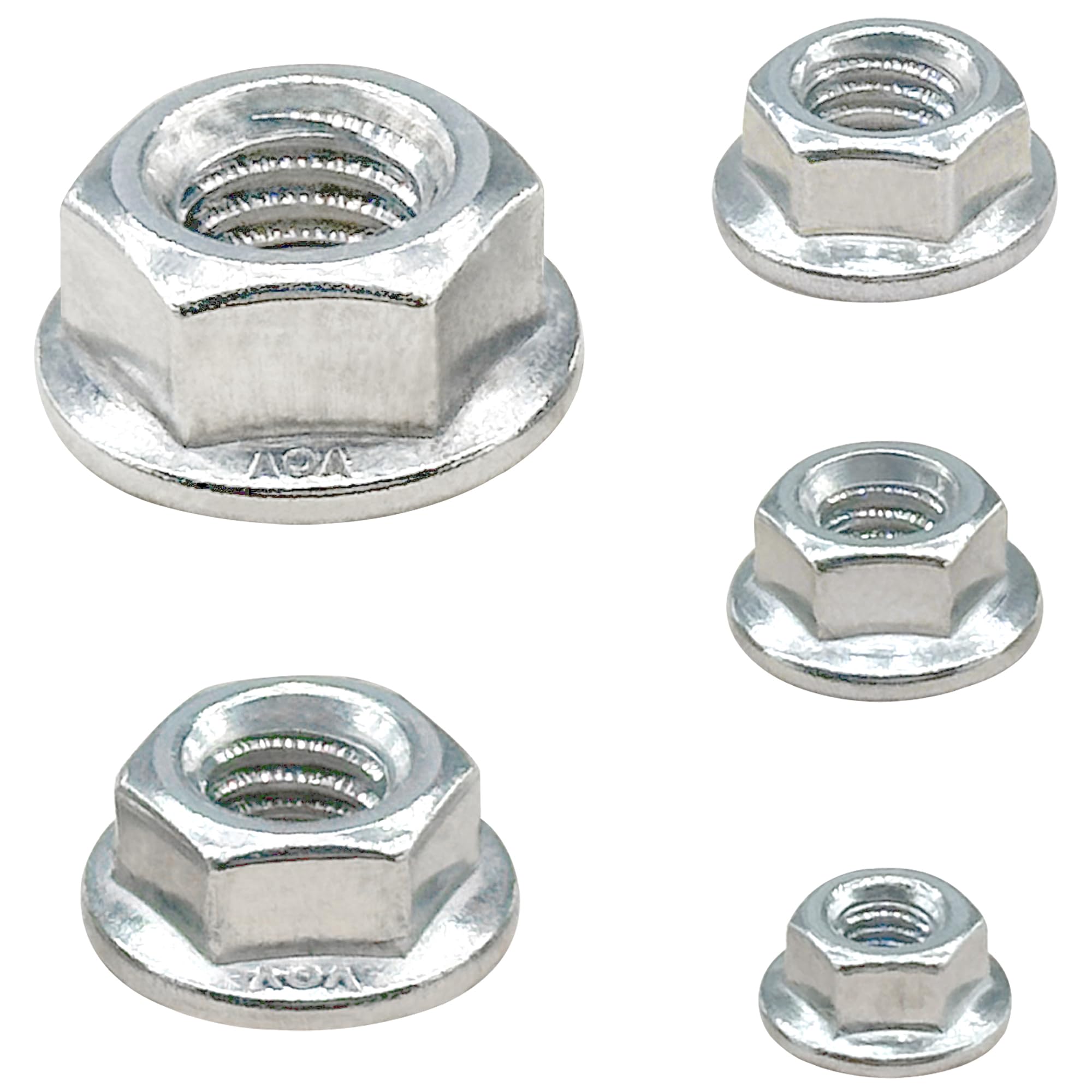 75 PCS M3 - M8 304 Stainless Steel Hex Flange Nuts Set