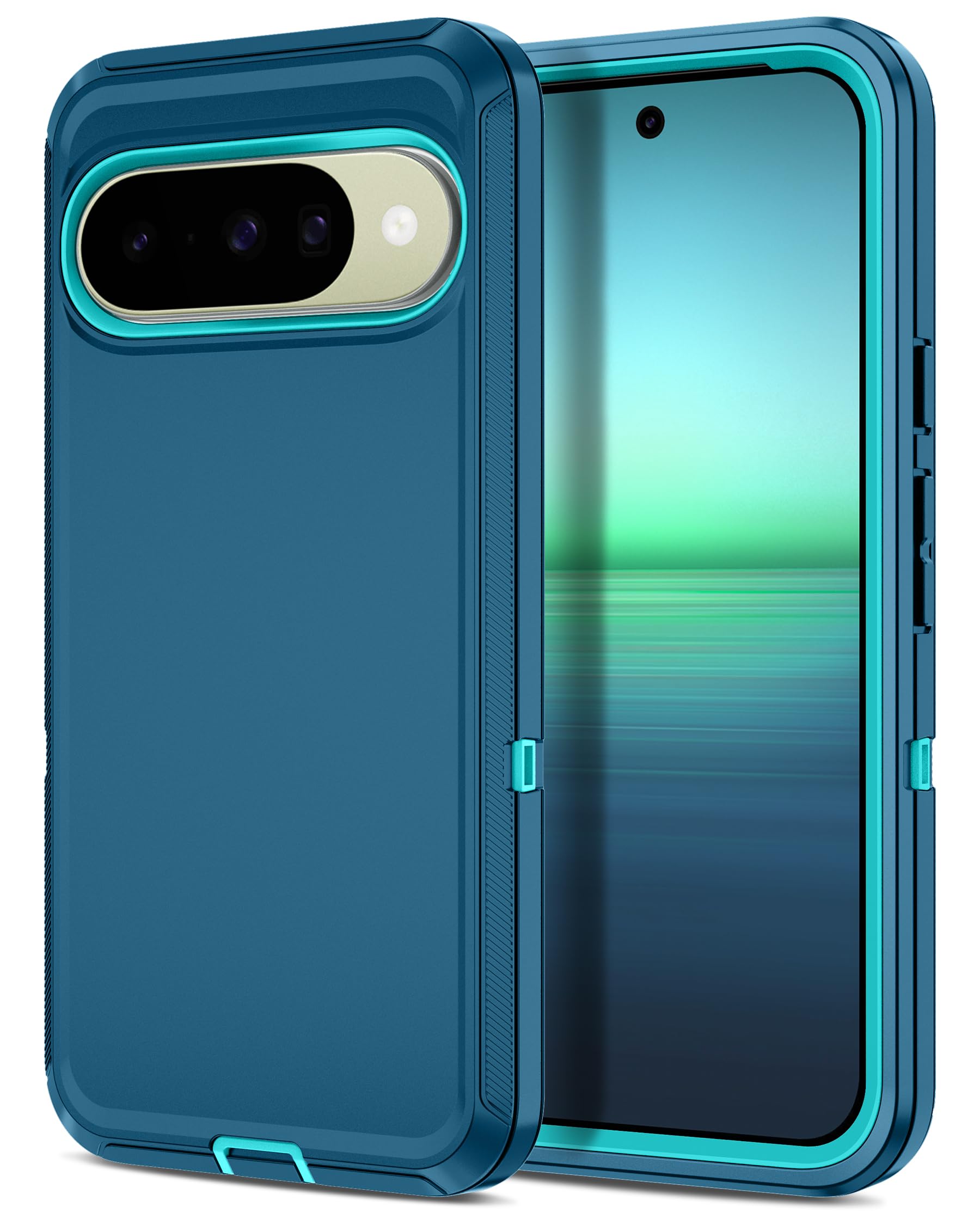 Photo 1 of I-HONVA for Google Pixel 10 Case/Pixel 10 Pro Case Shockproof Dust/Drop Proof 3-Layer Full Body Protection [Without Screen Protector] Rugged Heavy Duty Cover for Pixel 10/10 Pro,Turquoise