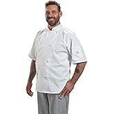 Mercer Culinary M61022WH1X Genesis Men's Short Sleeve Chef Jacket with Cloth Knot Buttons, X-Large, White