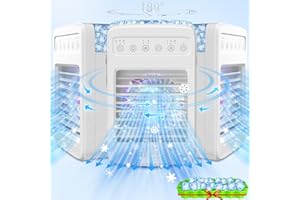 BEAUTYFAN Portable Air Conditioners, 180°Oscillation Mini Air Conditioners, 4 Wind Speed Portable AC, Built-in Ambient Lighti AC Unit, Large Water Tank Air Cooler for Room/Kitchen/Office/Desk[2024 UPGRADED]