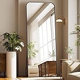 Riskioir Full Length Mirror 71"x26" Arched Floor Standing Large Mirrors Full Body Mirror with Stand - with Aluminum Frame for Bedroom Living Room, Black