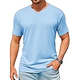 Runcati Mens T-Shirts Short Sleeve V Neck Casual Classic Shirt Summer Stretchy Regular Fit Lightweight Tees