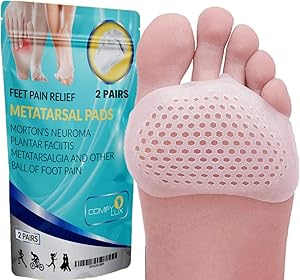 Metatarsal Pads Ball of Foot Cushions Metatarsalgia Pain Relief | Breathable Forefoot Pad Silicone Soft Gel Insert| Mortons Neuroma Metatarsal Callus Metatarsal Pads for Women, Men Insole for Heels