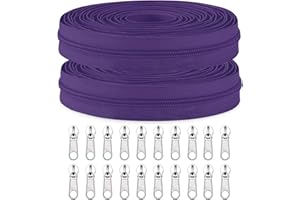 SAWOAKE The Yards 10 Yards Bulk Zipper (#5) in Blue Violet Nylon Coil with 20PCS Zipper Sliders for DIY Sewing and Craft Bags