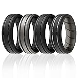 ROQ Silicone Rubber Wedding Ring for Men, Comfort