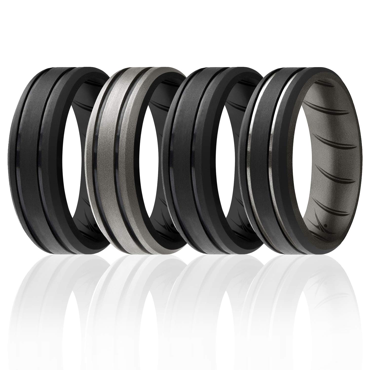 ROQ Silicone Rubber Wedding Ring for Men, Comfort