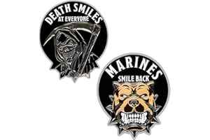 MILITARY GIFT SHOP USMC Death Smiles at Everyone Marines Smile Back - Marine Corps Challenge Coin - Marine Corps Gifts | Disabled USMC Vet Owned Small Business