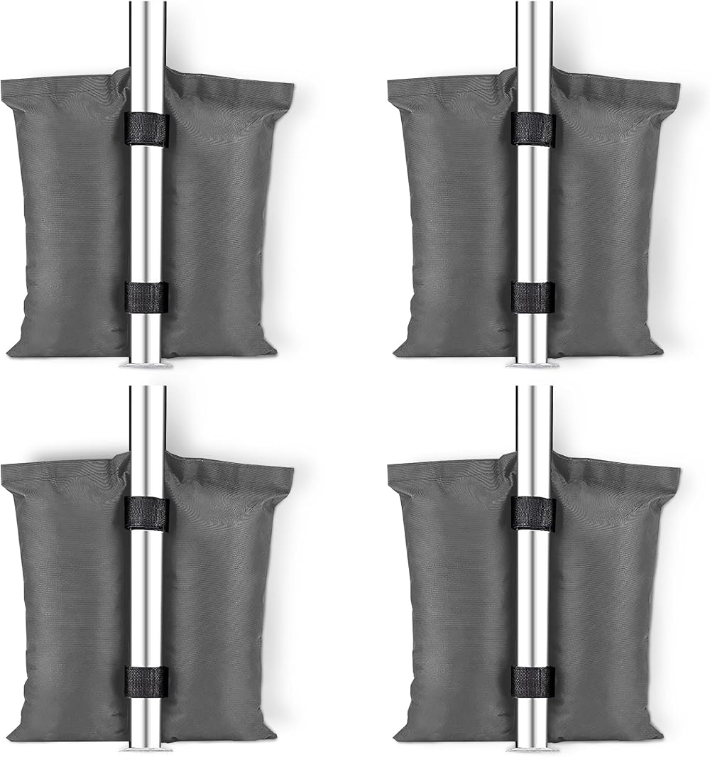 KEPLIN Gazebo Sandbag Weights 4pk Heavy Duty Canopy Tent Anchors Velcro Strap