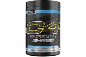 Cellucor C4 Ultimate Shred Pre Workout Powder, Fat Burner for Men & Women, Metabolism Supplement with Ginger Root Extract, ICY Blue Razz, 20 Servings (Pack of 1)